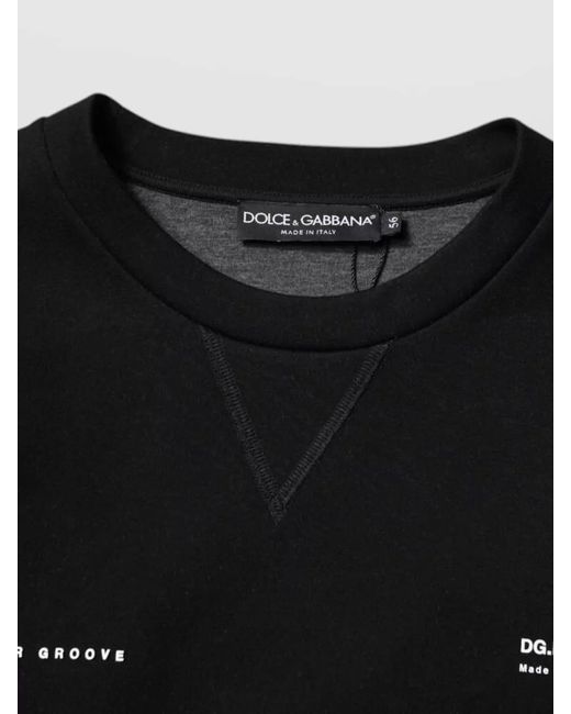 Dolce & Gabbana Black Cotton Logo Knit Pullover Sweater for men