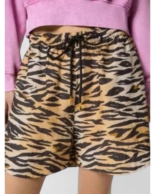 Pinko Multicolor Animal Print Shorts Trousers Side Pockets