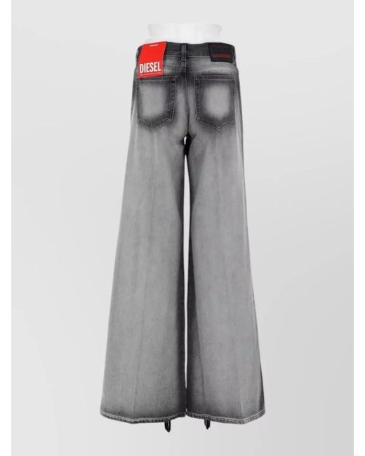 DIESEL Gray Wide Leg Pants Belt Loops Back Pockets