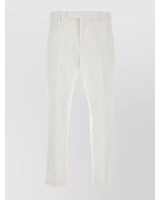 PT Torino White Corduroy Stretch Pant Back Pockets for men
