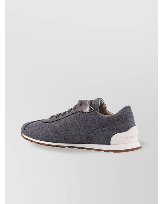 Brunello Cucinelli Blue Virgin Wool Low-Top Sneakers