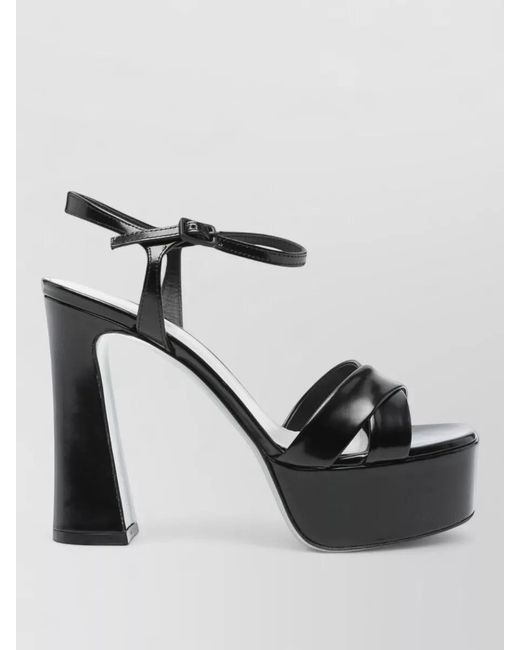 Roberto Festa Black Platform Pumps Ankle Strap Block Heel