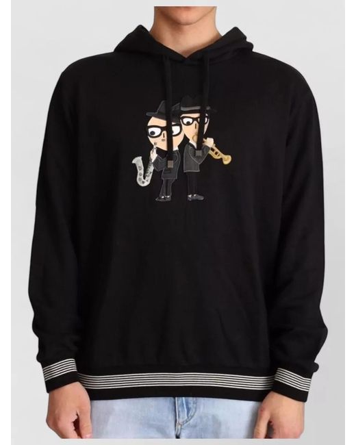 Dolce & Gabbana Black Cotton Hooded Sweatshirt #Dgfamily Graphic for men