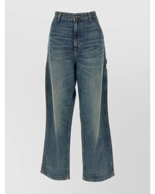 Carhartt Blue Wide Leg Single Knee Denim Trousers