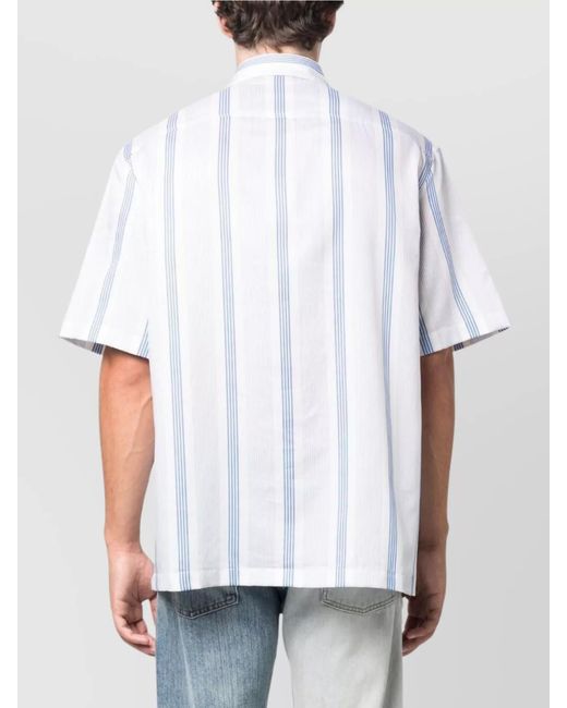 Etro White Striped Cotton Short-Sleeve Shirt for men