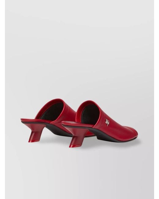 Courreges Red Lamb Leather Wet Stretch Peep Toe Mules