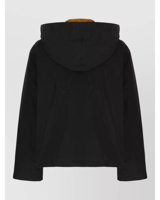 Barbour Black Hooded Polyester Jacket Contrast Collar Pockets