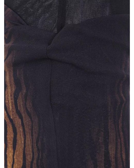 Jean Paul Gaultier Brown Printed Mesh Fitted Skirt