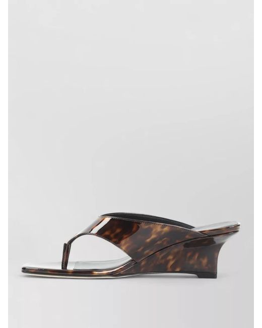Stuart Weitzman Gray Vinnie Wedge Thong Sandals Tortoiseshell Strap