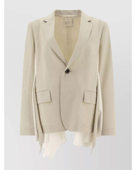 Sacai Natural Draped Lapel Blazer Flap Pockets