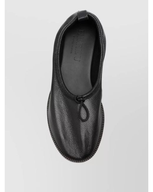 Hereu Black Pointed Toe Leather Ballet Loafers