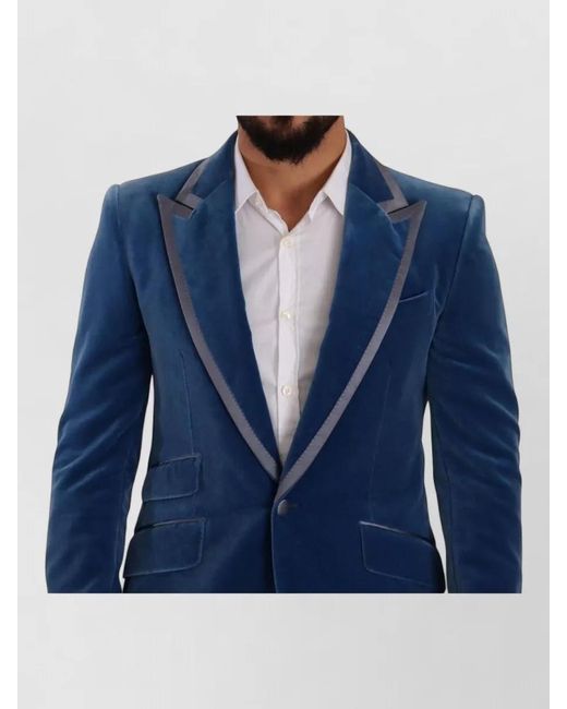 Dolce & Gabbana Blue Velvet Slim-Fit Two-Piece Tuxedo Suit for men