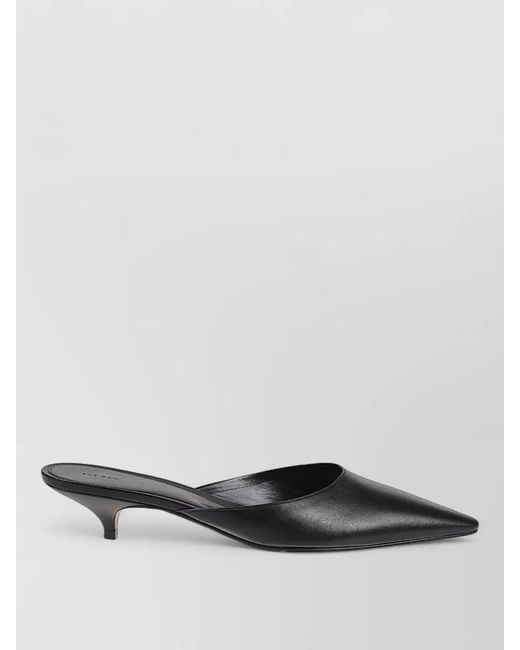 The Row Gray Liisa Kitten Heel Pointed Toe Mules
