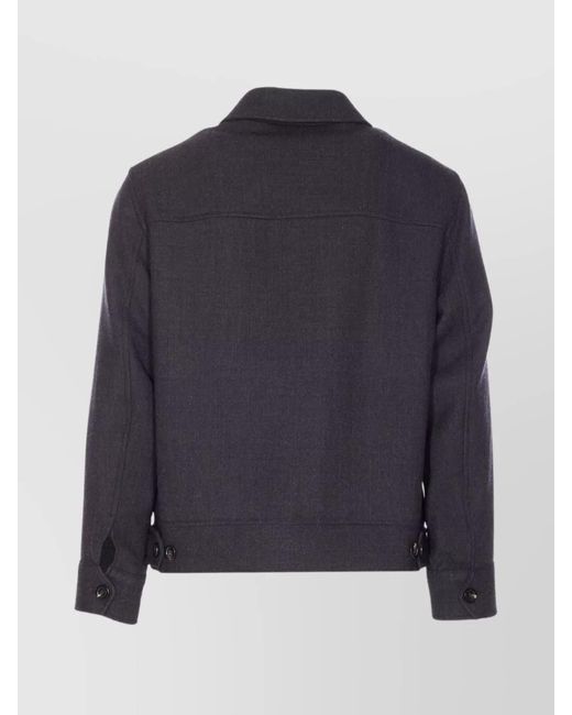 Circolo 1901 Blue Virgin Wool Zip Shirt Jacket for men