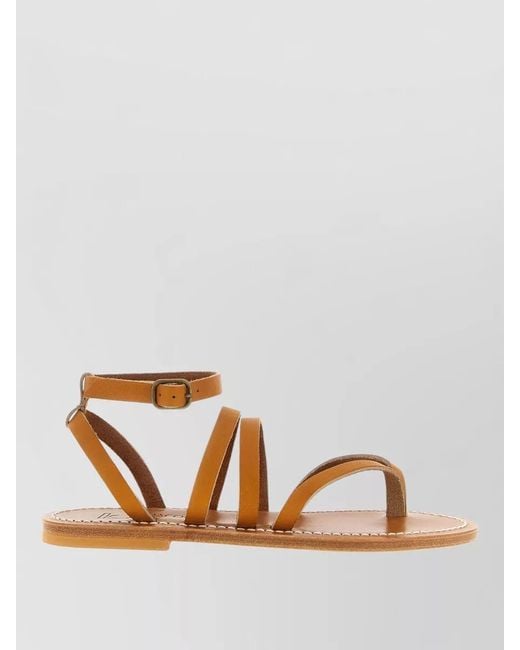 K. Jacques Brown Flat Sole Strappy Open Toe Ankle Strap Sandals