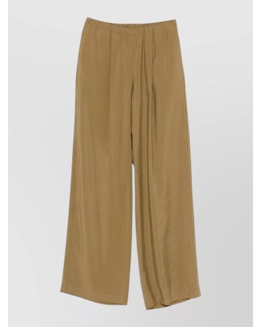 Alysi Natural Tailored Wide Leg Trousers Single Back Pocket