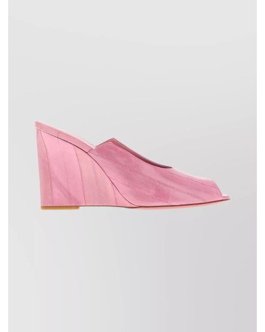 Fendi Pink Leather Wedge Boots