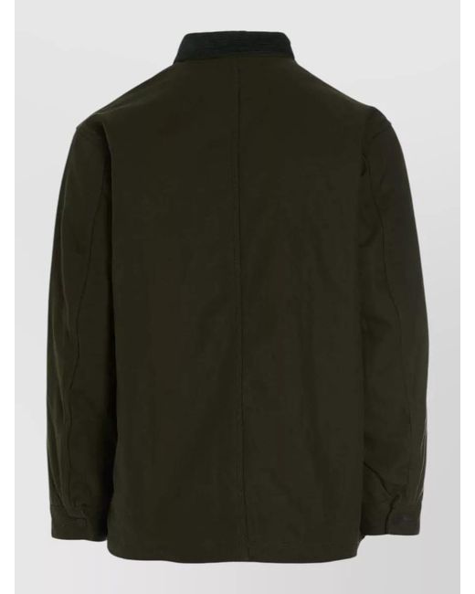 South2 West8 Green Utility Jacket Coverall Collar Detail Pockets for men