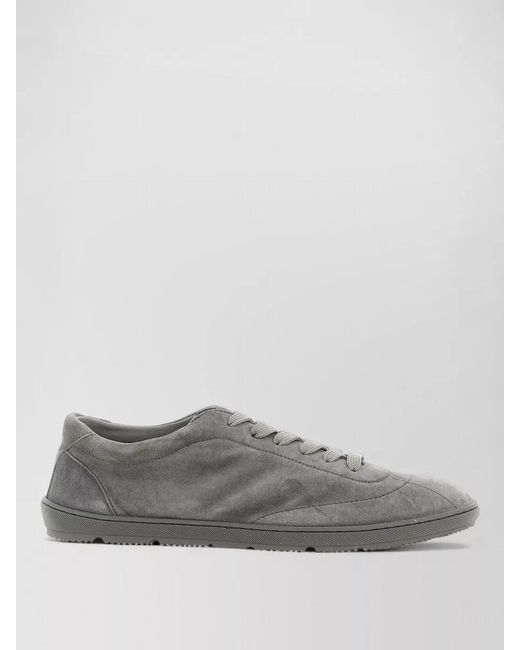 Brunello Cucinelli Gray Suede Lace Up Low Top Lightweight Sneakers for men