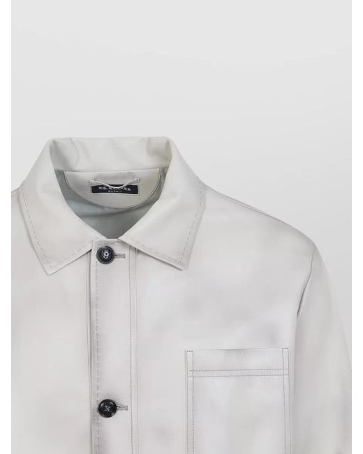 Kiton White Lamb Leather Jacket for men