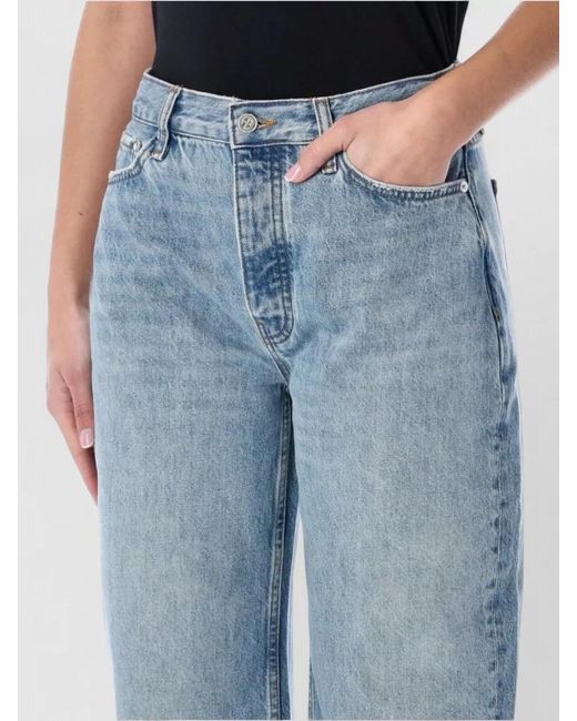 Anine Bing Blue Denim Mid-Rise Straight-Leg Ankle-Length Jeans