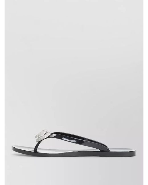 Mach & Mach Gray Double Heart Rubber Thong Flat Flip Flops