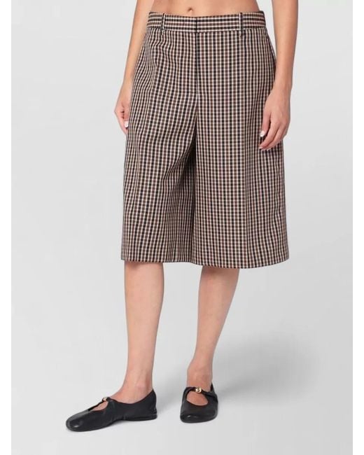 Jil Sander Gray Checked Knee Length Shorts Belt Loops