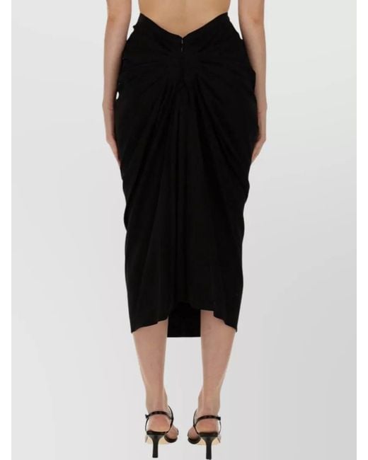 Dries Van Noten Black Draped Fitted Skirt