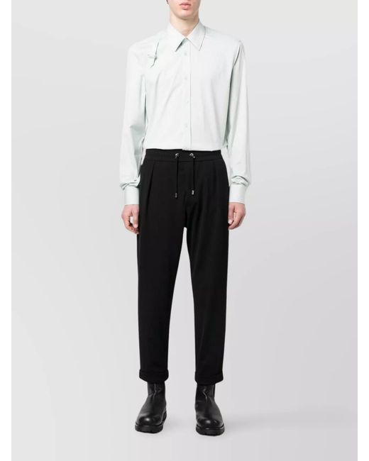 Balmain Black Cropped Drop-Crotch Trousers for men