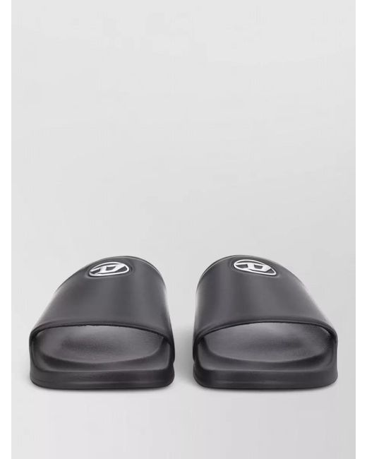 DIESEL Gray Sa Bloop Logo Slide Open Toe Slipper for men