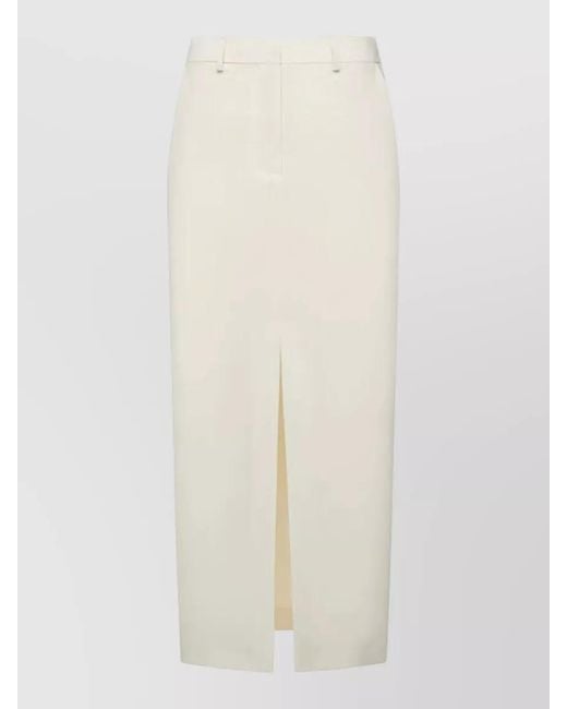 SIMONA CORSELLINI White High Waist Skirt Front Slit Design