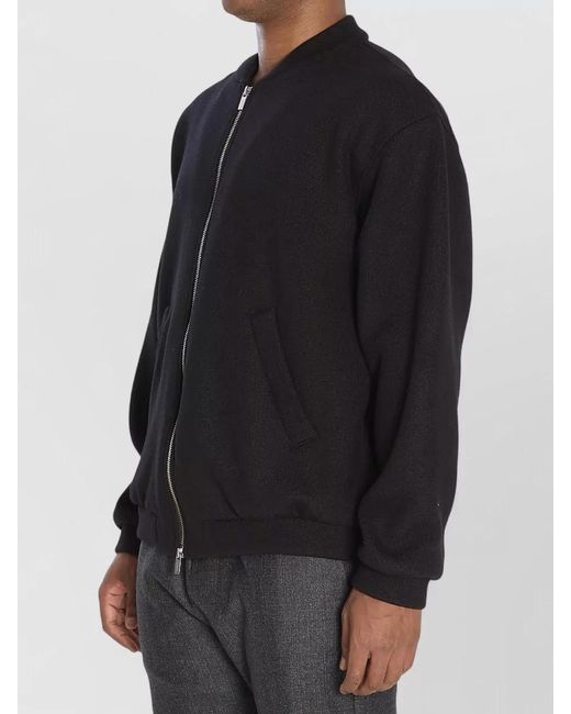 Barena Black Gabier Lanoso Wool Bomber Jacket for men