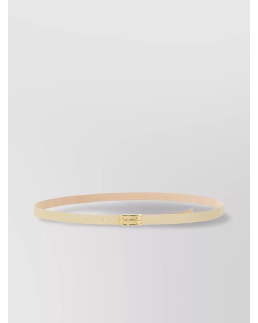 Victoria Beckham Natural Adjustable Slim Leather Belt With Smooth Finish