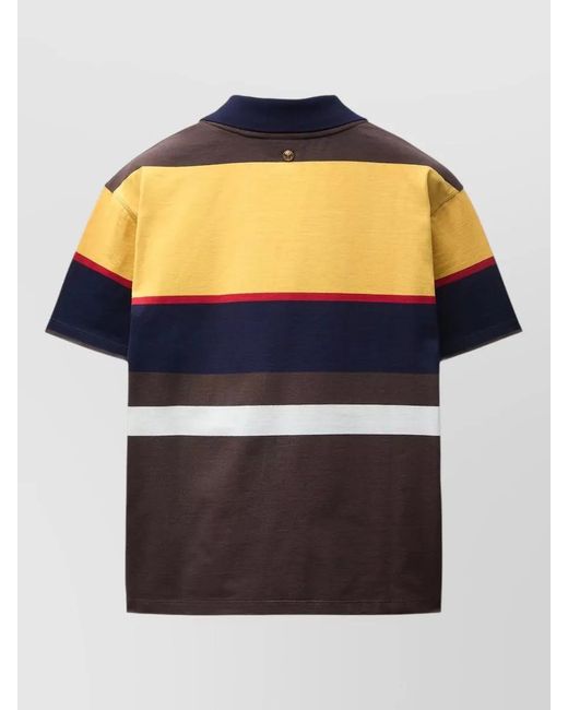 Versace Blue Cotton Jersey Polo Shirt Color Block for men