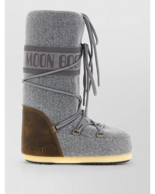 Moon Boot Gray Nubuck Felt Snow Boots