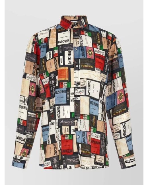 Moschino Multicolor Labels Motif Shirt Long Sleeves Buttons for men