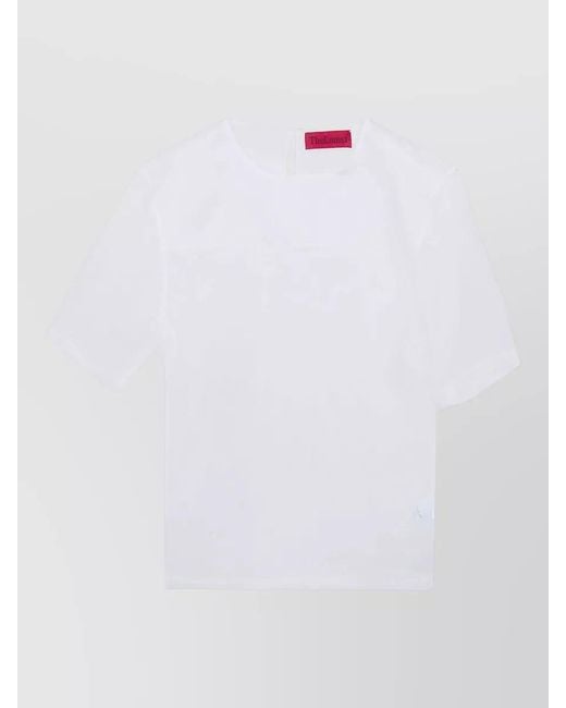 Thelatest White Dean Organza Top Keyhole Neck