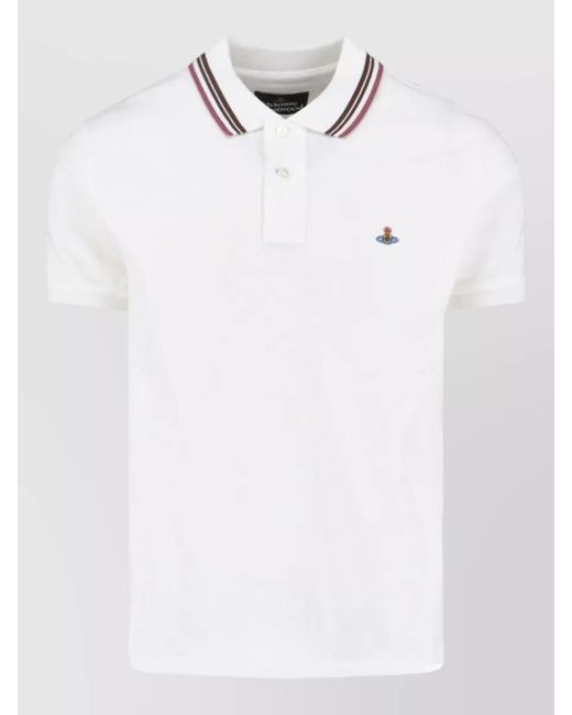 Vivienne Westwood White Short Sleeve Shirt Striped Contrast Collar for men