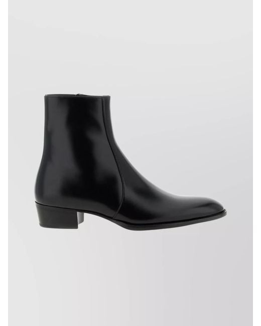 Saint Laurent Black Ankle Boots With Block Heel And Pointed Toe for men