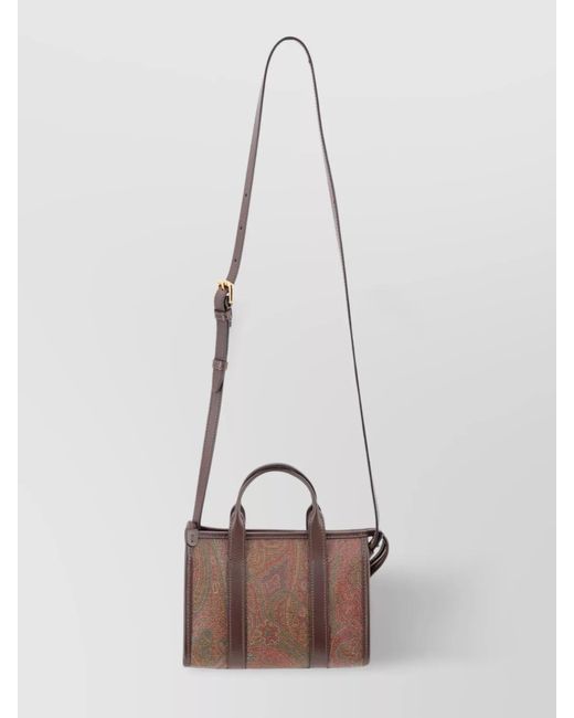 Etro Brown Mini Paisley Jacquard Handbag