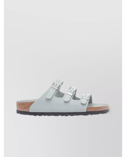 Birkenstock Gray Suede Leather Flat Sandals
