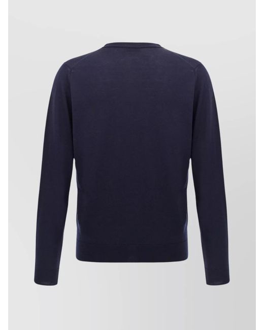 John Smedley Blue Wool Crewneck Cardigan for men
