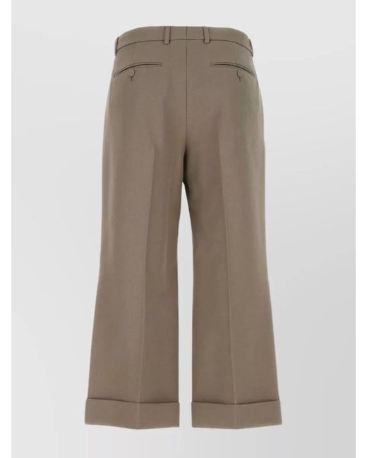 Gucci Natural Wool Wide-Leg Cropped Trousers for men