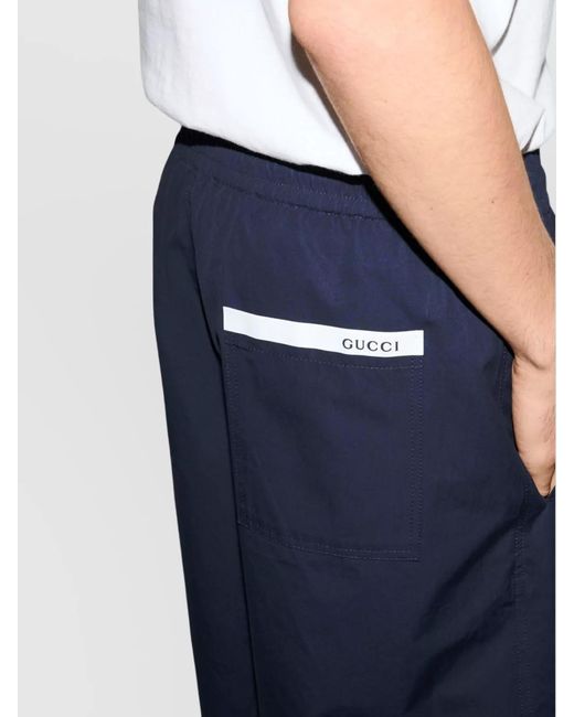 Gucci Blue Cotton Poplin Deck Shorts for men