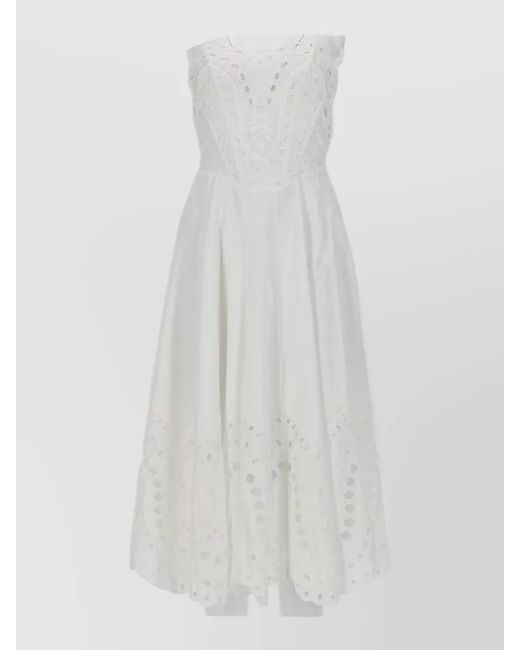 Charo Ruiz White Strapless Midi Dress Marlin Smocked Back