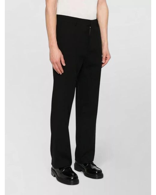 AMI Black Straight Leg Trousers Belt Loops Pockets for men