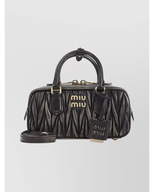 Miu Miu Black Arcadie Lamb Leather Shoulder Bag