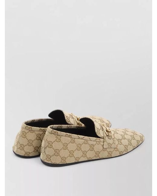Gucci Natural Loafers Horsebit Detail Square Toe Design