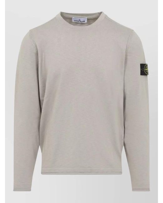 Stone Island Gray Crew Neck Cotton Blend Knit Sweater for men