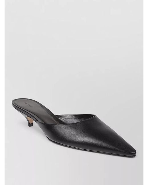 The Row Gray Liisa Kitten Heel Pointed Toe Mules
